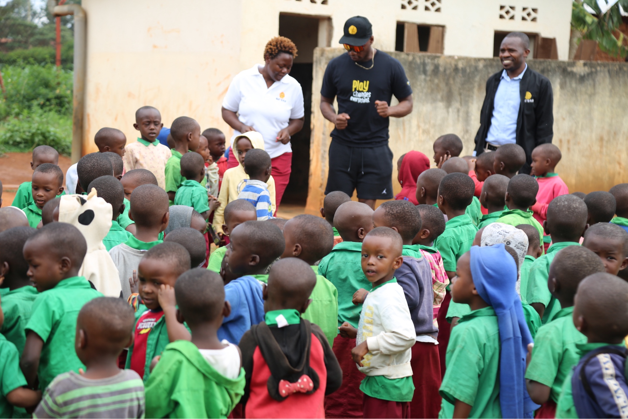 Community gathering at Right To Play event in Rwanda, November 2025