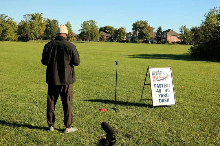 The Fastest 40 yard dash sign on the lawn